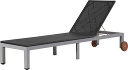 vidaXL - Ligbed - met - wieltjes - poly - rattan - zwart