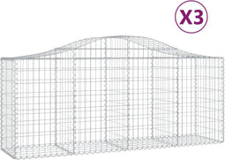 vidaXL - Schanskorven - 3 - st - gewelfd - 200x50x80/100 - cm - gegalvaniseerd - ijzer