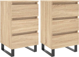 vidaXL - Nachtkastjes - 2 - st - 40x35x69 - cm - bewerkt - hout - sonoma - eikenkleurig