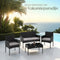 tectake® Wicker tuinset Palese - Zitgroep voor 4 personen - Loungebank met tuintafel en 2 tuinstoelen - Waterafstotend - Zwart