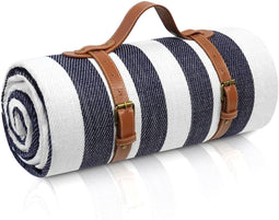 Travelhawk Picknickkleed - 200 x 200 cm - Wasbaar - Opvouwbaar - Waterdicht - Zandbestendig - Lichtgewicht - Wit Bruin Blauw