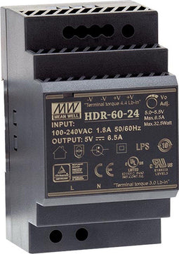 Mean Well Voeding - 1 Uitgang - DIN-Railmontage - 32.5 W - 5 V - 6.5 A - Voor Industrieel Gebruik