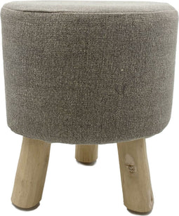 SVJ Kruk Rond - 35 x 35 x 45 cm - Teakhout - Lichtgrijs