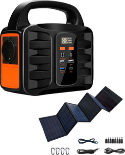 Denver PPS42000 - Powerbank 42000mAh - Powerstation 230V 100W - Quick Charging - Inclusief Zonnepaneel (40W) - Ingebouwd Stopcontact