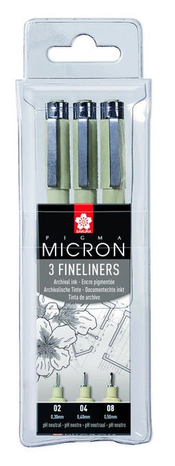 Fineliner Sakura pigma micron blister 3 stuks zwart | 6 stuks