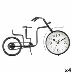 Bordsklocka Fiets Zwart Metaal 33 x 21 x 4 cm (4 Stuks)