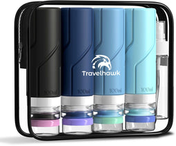 Travelhawk Reisflesjes met Etui - 16-delig - Reisset - Siliconen Reisflacons - Navulbaar - Reisaccessoires - Toilettas - reisaccessoires
