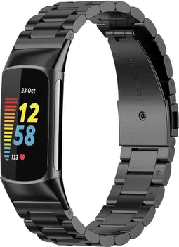 imoshion Stalen bandje - Geschikt voor Fitbit Charge 6 en 5 - Vlindersluiting - Zwart