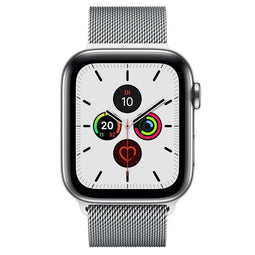 Apple Watch Series 5 (2019) - 44 mm - Roestvrij staal - GPS + Cellular - zilver - Milanees bandje zilver