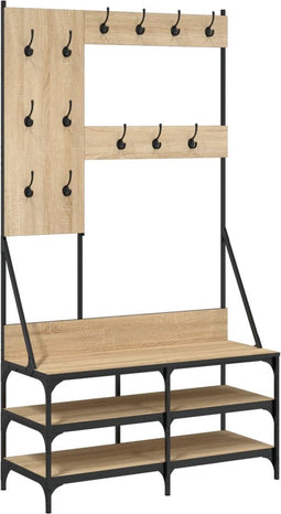 vidaXL - Kledingrek - met - schoenenrek - 100x40x184 - cm - sonoma - eikenkleurig