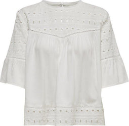 Only Onlirina - Dnm Top - Borduursel - Cloud Dancer