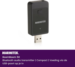 Marmitek BoomBoom 50 - Bluetooth Zender - Draadloos geluid van TV naar Bluetooth Hoofdtelefoon - Zender voor 1 hoofdtelefoon