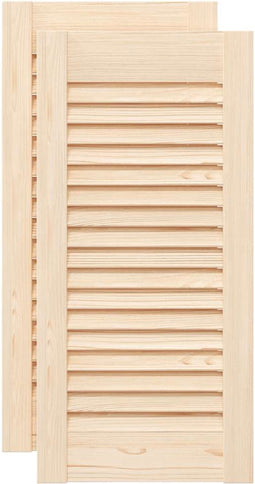 vidaXL - Kastdeuren - met - lamellen - 2 - st - 61,5x29,5 - cm - massief - grenenhout
