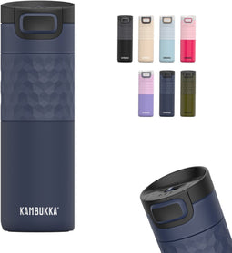 Kambukka Etna Grip - Thermosbeker 500 ml - Dubbelwandig RVS - 3-in-1 deksel - Lekvrij - Blauw