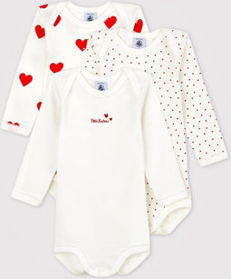 Petit Bateau - Set van 3 Rompertjes - Ribstof - Maat 80 (set van 3)