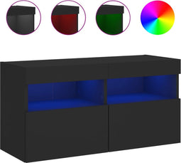 vidaXL - Tv-wandmeubel - met - LED-verlichting - 80x30x40 - cm - zwart