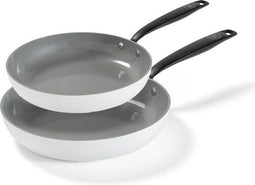 BE Living Koekenpannenset - 2-delig - Keramisch PFAS Vrij - Ø 24 & 28 cm - Wit