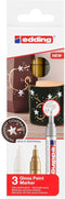 edding 750/3 S metallic lakmarker set - assorti 3 stuks: wit, goud, zilver - 2-4mm