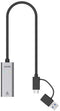 Unitek U1313C - USB Hub - 2x USB 3.2 Gen1 5Gb/s - 2.5Gbps Ethernet - 17mm hoog - 61mm breed - 23mm diep