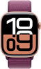 Apple Watch Series 10 - Smartwatch - 46mm GPS Aluminium Geweven sportbandje Rosé Goud (Paars)