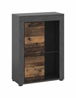 Furnilux Jam - Vitrinekast - Deels open deels dichte kast - Bruin - 35x88x60cm