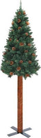 vidaXL - Kerstboom - met - echt - hout - en - dennenappels - smal - 150 - cm - PVC - groen