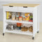 SoBuy Kookeiland op Wielen - 100 x 60 x 94 cm - Hout Composiet - Wit - 4 Zwenkwielen Handdoekhouder