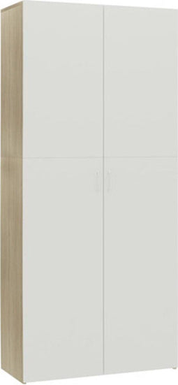 vidaXL - Schoenenkast - 80x35,5x180cm - bewerkt - hout - wit - sonoma - eikenkleurig