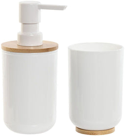 Badset Home ESPRIT Wit Natuurlijk Bamboe polyestyreen 7 x 7 x 16 cm