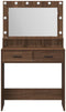 vidaXL - Make-up - Tafel - met - LED - Verlichting - - - Bruin - Eiken, - 79x41x135 - cm