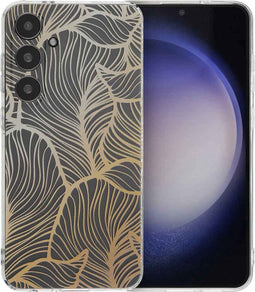 imoshion Hoesje Geschikt voor Samsung Galaxy S24 Plus Hoesje Siliconen - imoshion Design hoesje - Meerkleurig / Golden Leaves Transparant