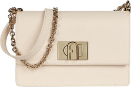 Furla 1927 Mini Crossbody - Dames Crossbodytas - Verstelbaar hengsel met gouden ketting - Crème