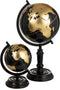 J-Line wereldbol Op Voet - hout - zwart/goud - medium