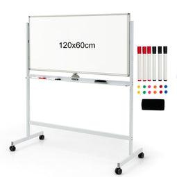 Coast Dubbel -zijdige magnetisch mobiel whiteboard verstelbaar droog dipable paneel op wielen wit