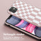 Selencia Hoesje Geschikt voor iPhone 11 Hoesje Met Koord - Selencia Siliconen design hoesje met afneembaar koord - Roze / Irregular Check Sand Pink