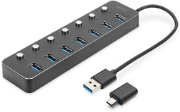 Digitus DA-70248 - USB Hub - 7x USB 3.2 (Gen1, 5Gb/s) - Grijs