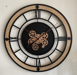Zwarte klok - Wandlkok modern hout - wandklok 80 cm