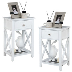 Coast bijzettafel - multifunctioneel - 40 x 30 x 61,5 cm - wit (2 stuks)