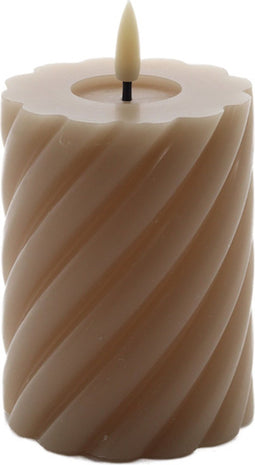 swirl led kaars rustic sand 10x7,5cm