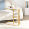 SoBuy FBT110-G - Bijzettafel - Gouden Salontafel met Marmereffect