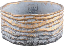 PTMD Paula Ronde Bloempot - H15 x Ø30 cm - Cement - Grijs/goud