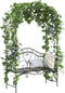 vidaXL - Ligbank - met - Boog - Bloemmotief - Zwart - 121 - cm - Staal