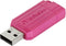 Verbatim PinStripe - USB-stick 128GB - Leessnelheid 12MB/s - Roze