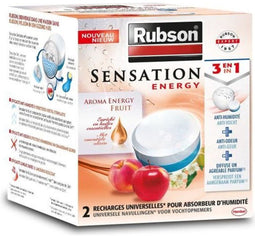 Rubson Navullingen Sensation Fruit 2x 300 g Box Rubson Vochtopnemer Toestel | Vochtvanger | met Sensation Fruit Geur