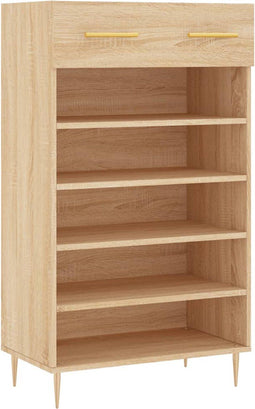 vidaXL - Schoenenkast - 60x35x105 - cm - bewerkt - hout - sonoma - eikenkleurig