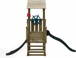 Houten speeltoren piraat incl 2 glijbanen - Prestige Garden lange kant anthracite - korte antraciet