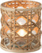 J-Line theelichthouder Candice - glas/riet - naturel - small - 2 stuks