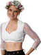 dressforfun Dirndlblouse Gretl - Dirndlblouse lange mouwen - Blikdicht voorste deel - Wit (XXL)