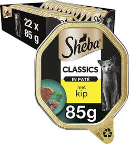 Sheba Kattenvoer - Classic Paté - Natvoer - Kip - kuipjes 22x85g