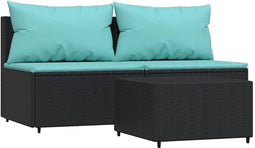 vidaXL - 3-delige - Loungeset - met - kussens - poly - rattan - zwart